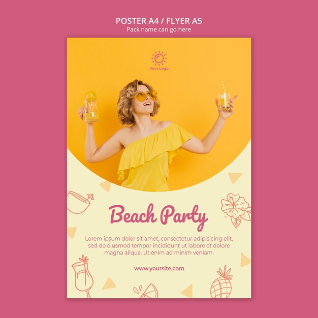 Summer Party Theme Poster Template – Free to Download