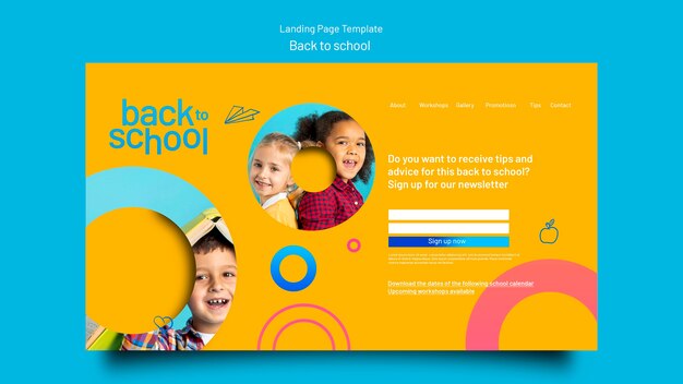 Geometric Back to School Landing Page – Free Download