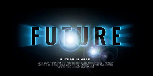 Future Banner Design Featuring Reflections and Lights on Black Background – Free Download