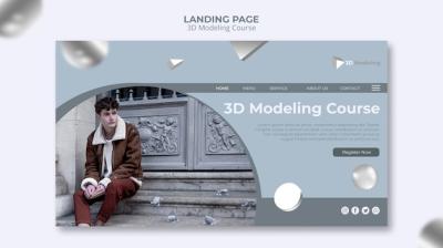 3D Modeling Course Landing Page Design – Free Download