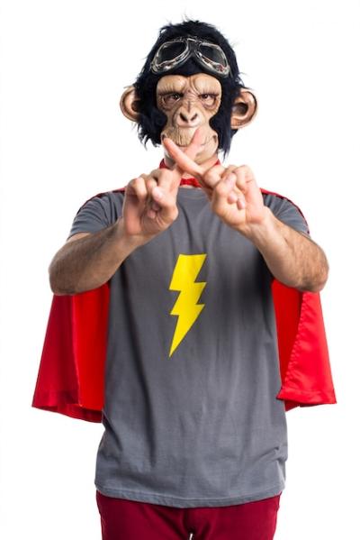 Superhero Monkey Man Making NO Gesture – Free Stock Photo, Download Free