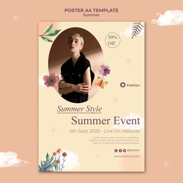 Minimalist Summer Poster Design Template – Download Free Stock Photo