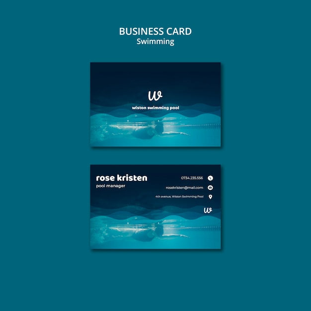 Swimming Lessons Business Card Template – Download Free Stock Photo