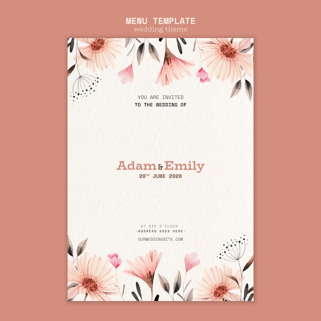 Elegant Wedding Menu Design Template – Free Download