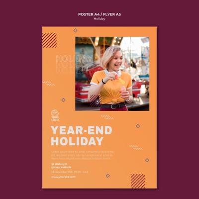 Year-End Holiday Poster Print Template – Free Download