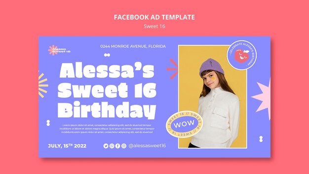 Sweet 16 Social Media Promo Template Featuring Stars – Free to Download