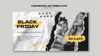 Black Friday Sales Social Media Promo Template with Torn Paper Texture – Free Download