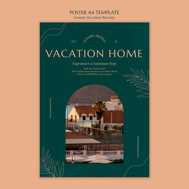 Vertical Poster Template for Luxury Vacation Rentals – Free Download