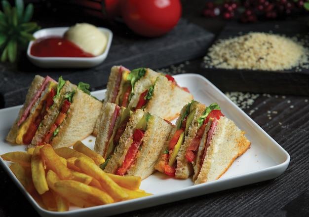 Delicious Club Sandwich with Roasted Potatoes – Free to Download