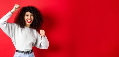 Cheerful Young Woman Celebrating Success – Free Stock Photo, Download Free