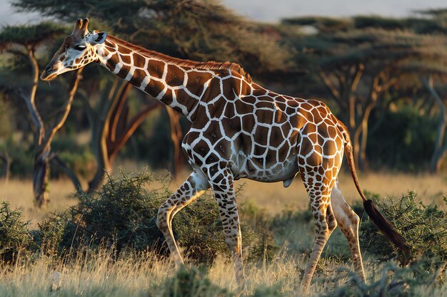 Majestic Giraffe Gracefully Walking Through the African Savannah – Free Download