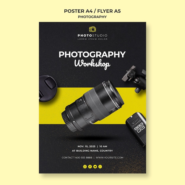 Photography Workshop Flyer Template for Free Download