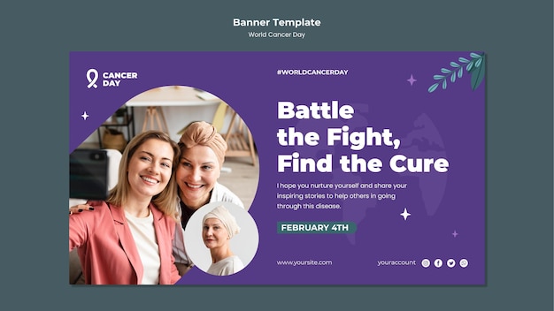 World Cancer Day Horizontal Banner Template – Free Download