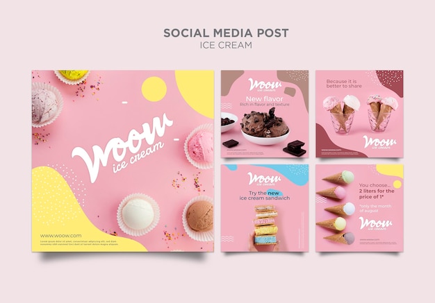 Ice Cream Social Media Post Template – Download Free Stock Photo