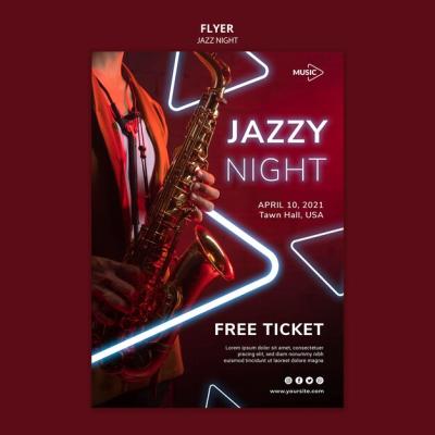 Vertical Flyer Template for a Neon Jazz Night Event – Free to Download