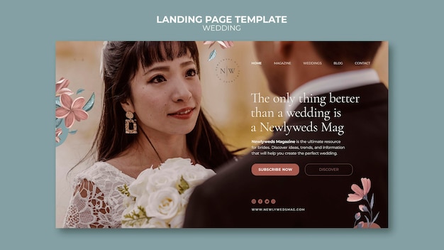 Floral Wedding Landing Page PSD Template – Free Download