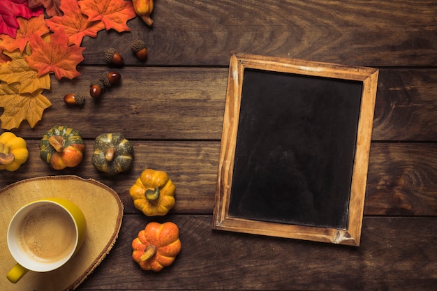 Chalkboard Frame and Coffee Autumn Composition – Free Download