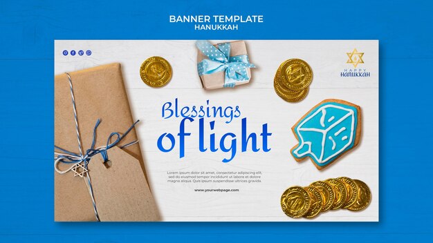 Traditional Hanukkah Horizontal Banner Template – Free Download