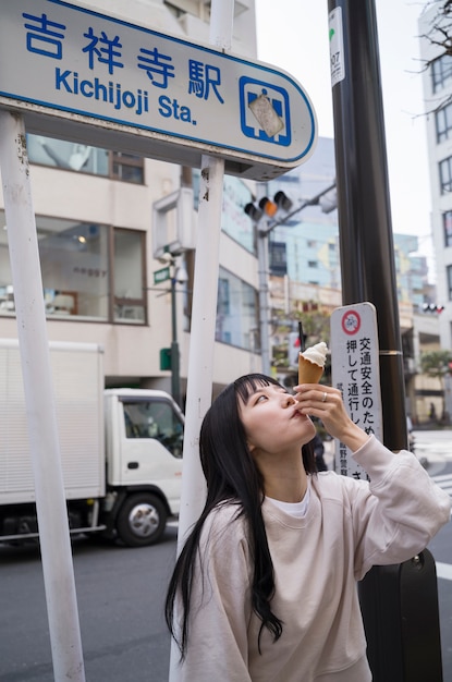 Woman Enjoying Ice Cream in the City – Free Stock Photo, Download Free