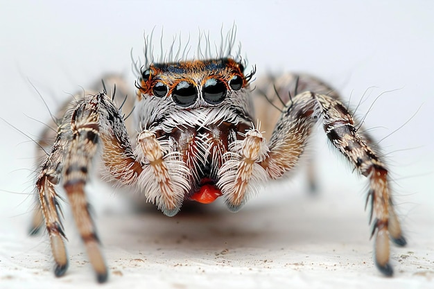 Close-Up of a Hairy Gray Spider with Black Eyes – Free Stock Photo for Download