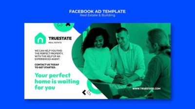 Geometric Real Estate Facebook Template – Free Download