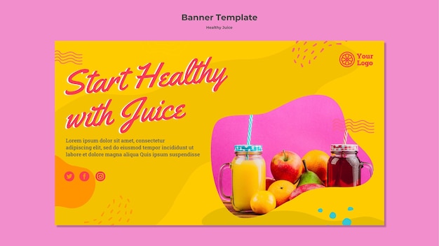 Juice Banner Template for a Healthy Lifestyle – Free Download