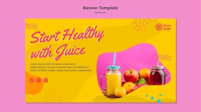 Juice Banner Template for a Healthy Lifestyle – Free Download