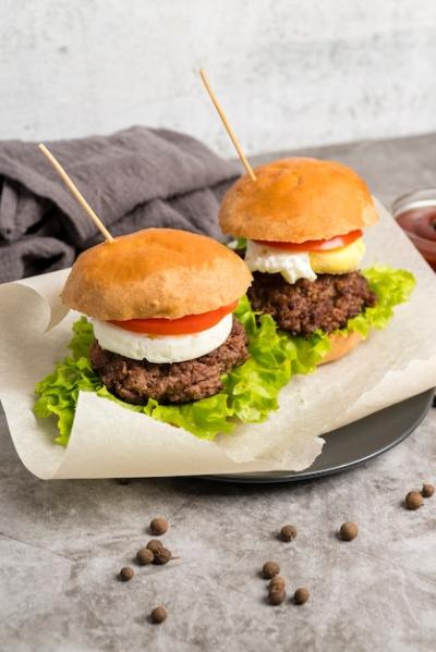 Tasty Hamburgers on Grey Table – Free Download