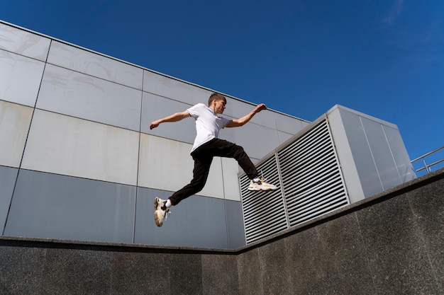 Fit Man Performing Parkour Training – Free Download