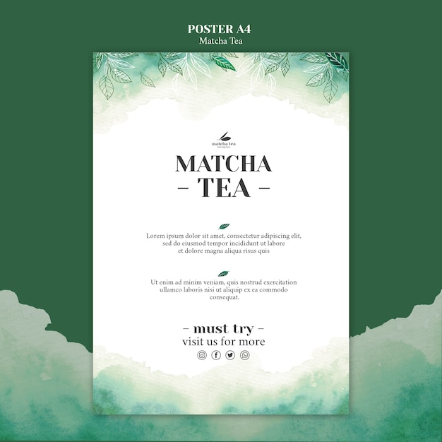 Matcha Tea Poster Concept Mock-Up – Free Download