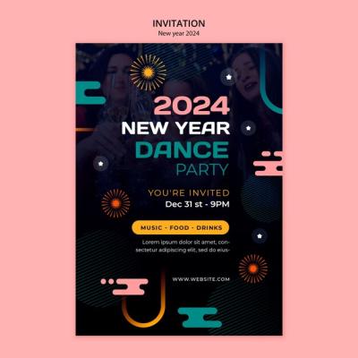 2024 New Year Celebration Invitation Template – Free Download