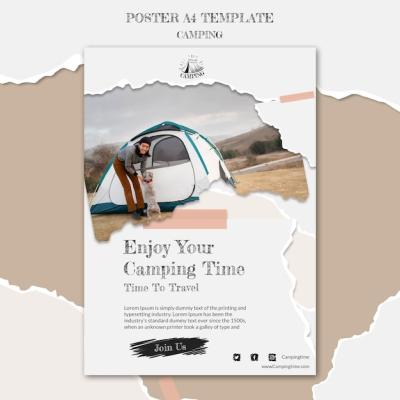 Camping Poster Template Design – Free Download