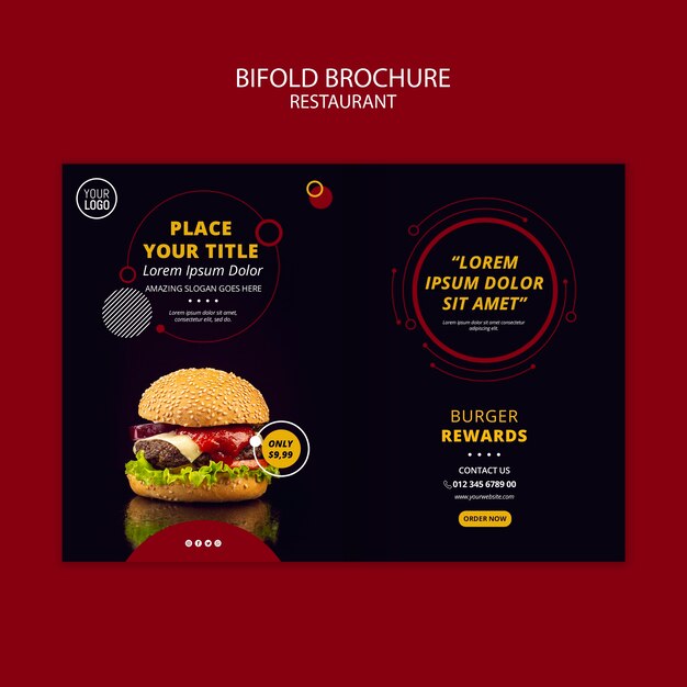 Bifold Brochure Design for Restaurant – Free Download