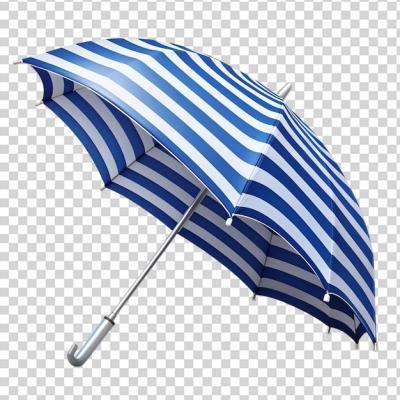 A Blue and White Striped Umbrella on Transparent Background – Free to Download