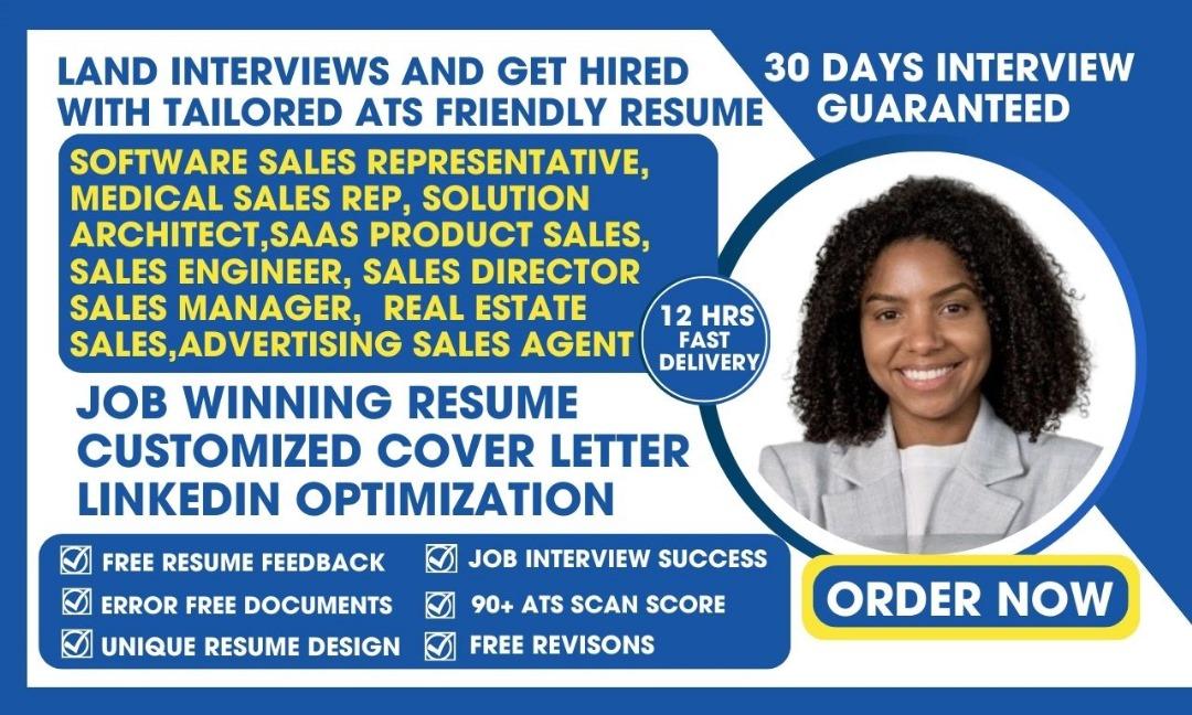 I will write software sales rep, medical sales rep, media sales, sales director resume