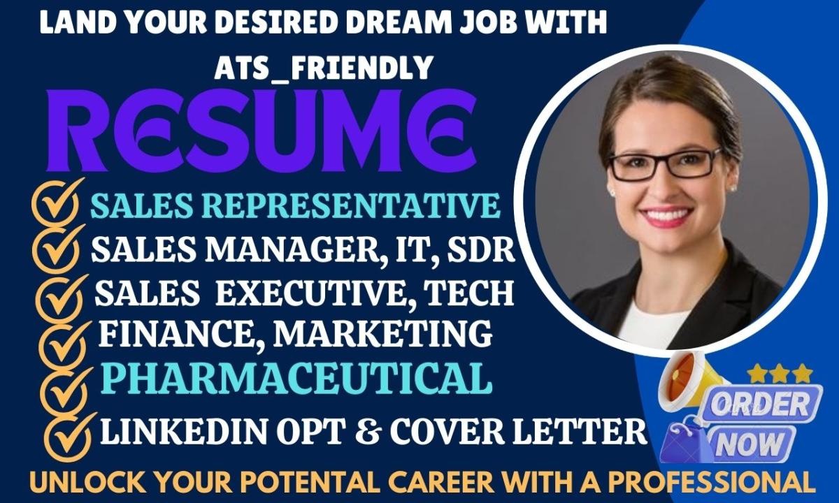 I will write pharmaceutical sales executive sales manager saas sdr bdr sales resume