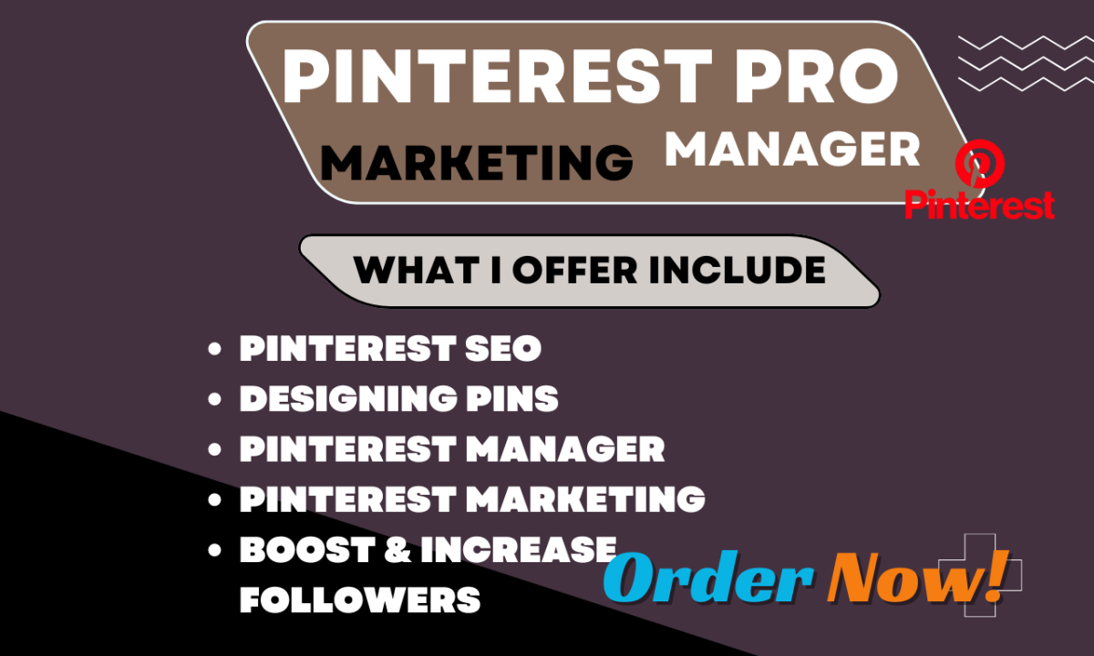 I will be your professional pinterest marketing manager SEO expert with pins and boards