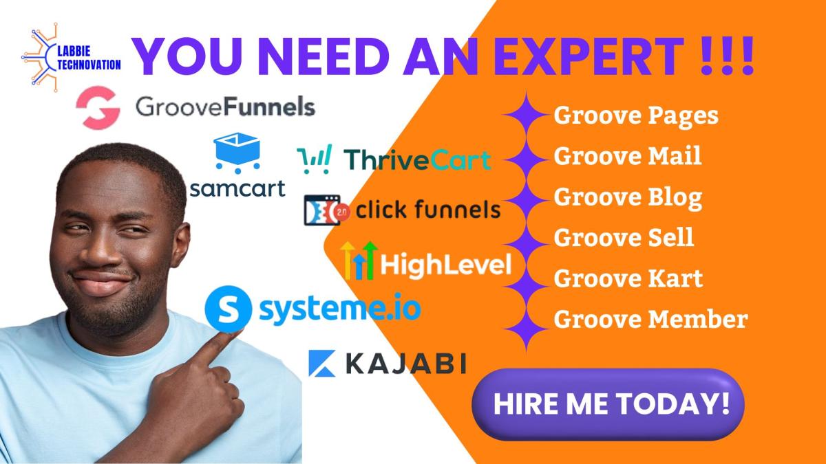 I will do groove landing pages, samcart, groove funnels, systeme io sales funnel i WILL do groove landing pages, samcart, groove funnels, systeme io sales funnel