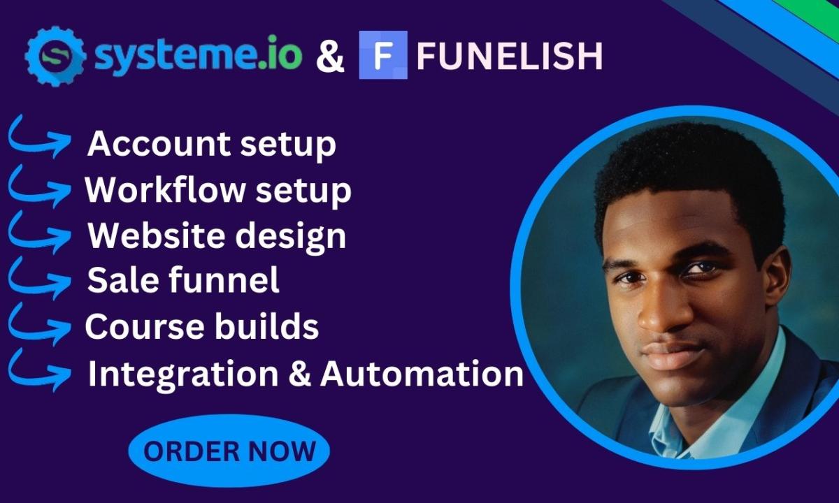 I will design systeme io website funnelish landing page expert sales page clone funnel