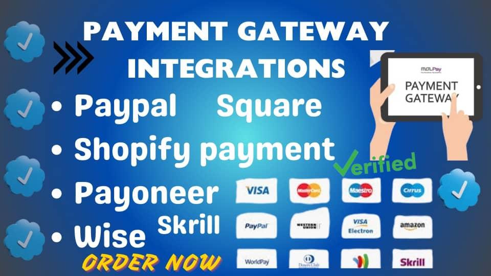 I will shopify payment paypal, wise square payment gateway