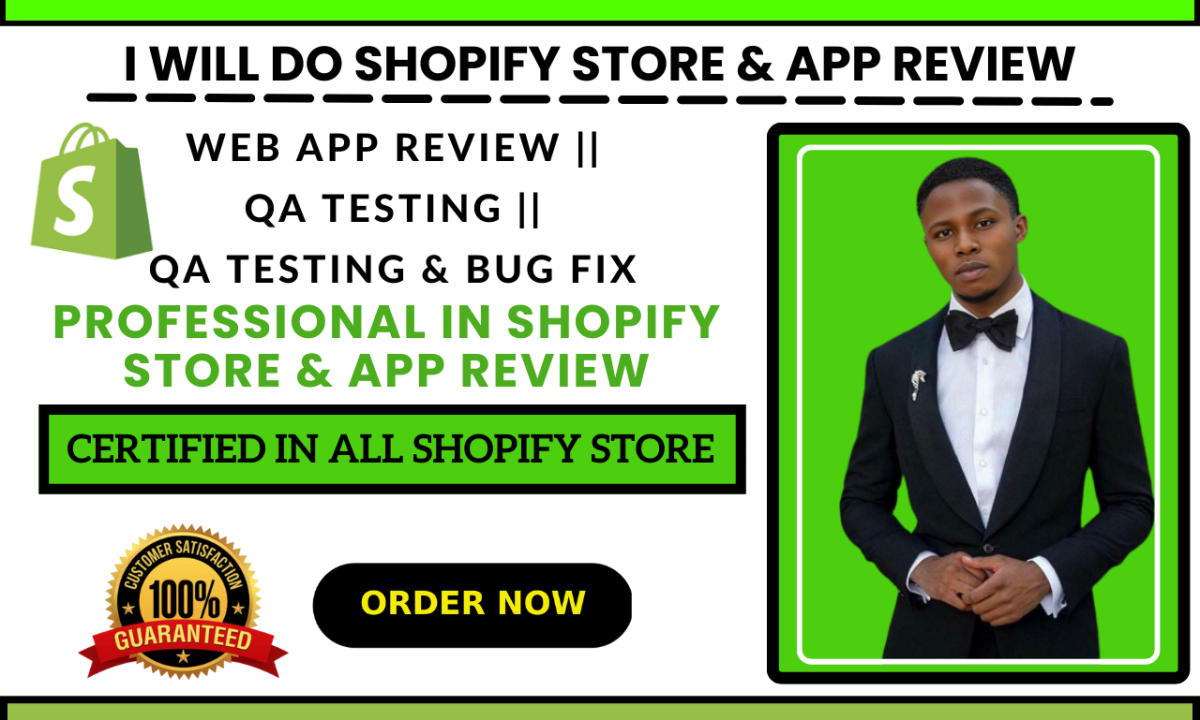 I will shopify app review web app review QA app testing with USA stores test analyze