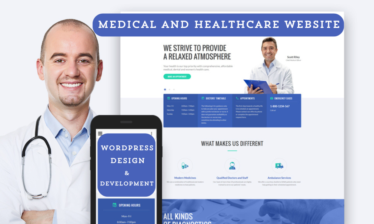 I will design medical healthcare dental clinic homecare assisted living doctor website