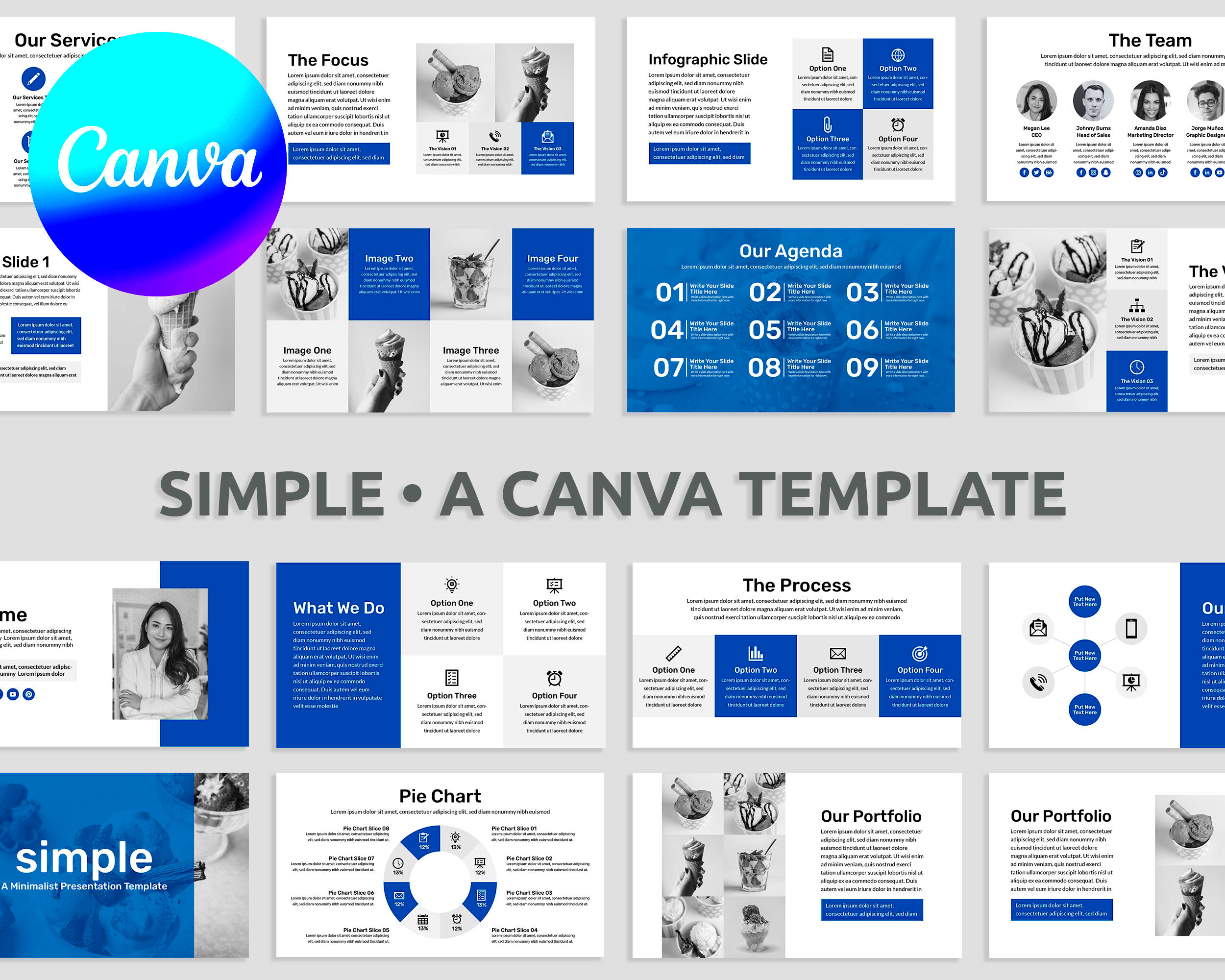 Minimal Modern Canva Slides Presentation Template Navy Dark Blue Clean 