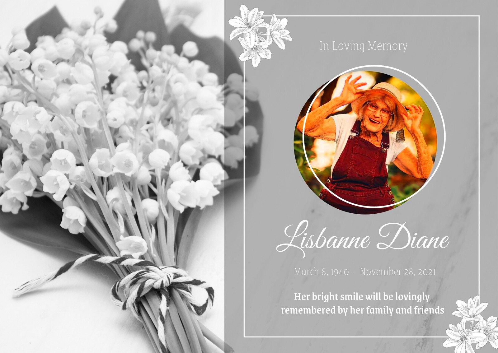 Free printable customizable obituary card templates Canva