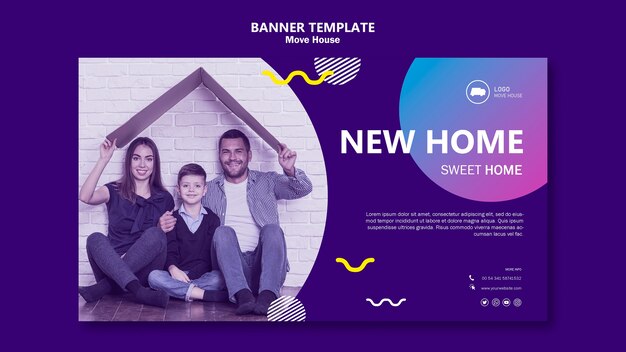 Family Moving in a New Home Banner Template – Free Download