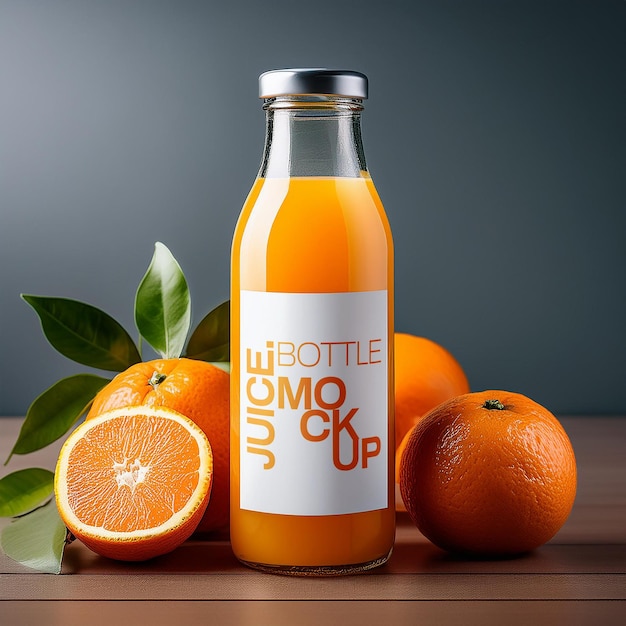 Clear Glass Bottle Juice Mockups Featuring Fresh Orange Fruit – Free Download