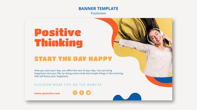 Positive Thinking Horizontal Banner Template – Free Download