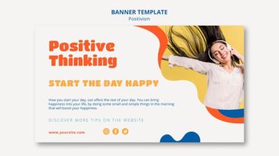 Positive Thinking Horizontal Banner Template – Free Download