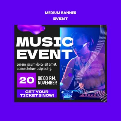 Medium Banner Template Design for Music Events – Free Stock Photo, Download for Free