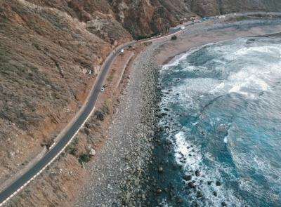 Aerial Shot of Road Near the Sea – Free Stock Photo for Download